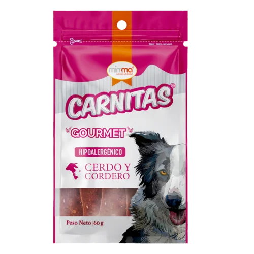 MIMMA CARNITAS GOURMET 3 HIPOALERGENICO DE CARNE DE CERDO Y TERNERA PARA PERROS 60GR